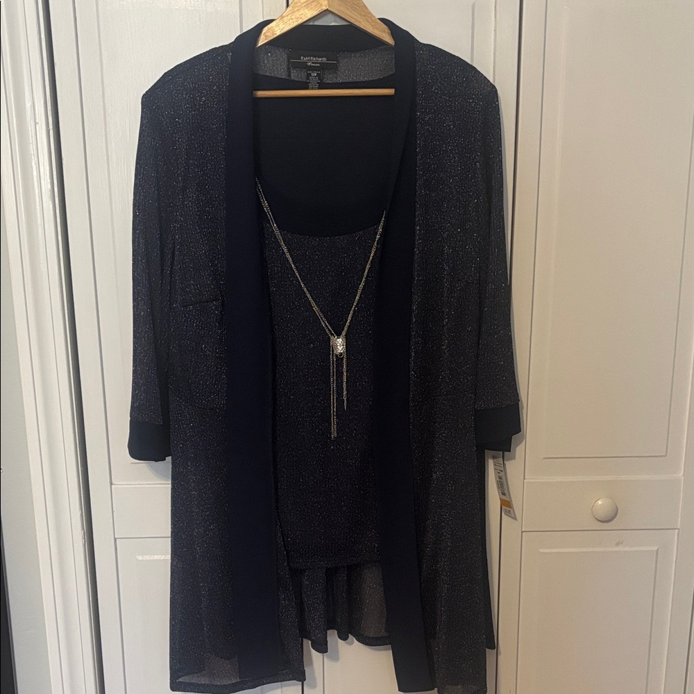 R&M Richards Navy and Silver pantsuit.